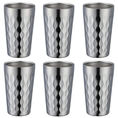 Двостінні ізольовані чашки з нержавіючої сталі для використання на вулиці, сріблястого кольору, 6 шт.