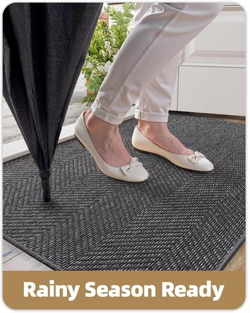 КОЛІР ТА ГЕОМЕТРІЯ Ультратонкий килимок для прихожих у приміщенні 43x76 см, килимок для прання в пральній машині з нековзним покриттям, плоский килимок для входу в приміщенні, абсорбуючий килимок для передпокою, коридору темно-сірого кольору (складений) Т