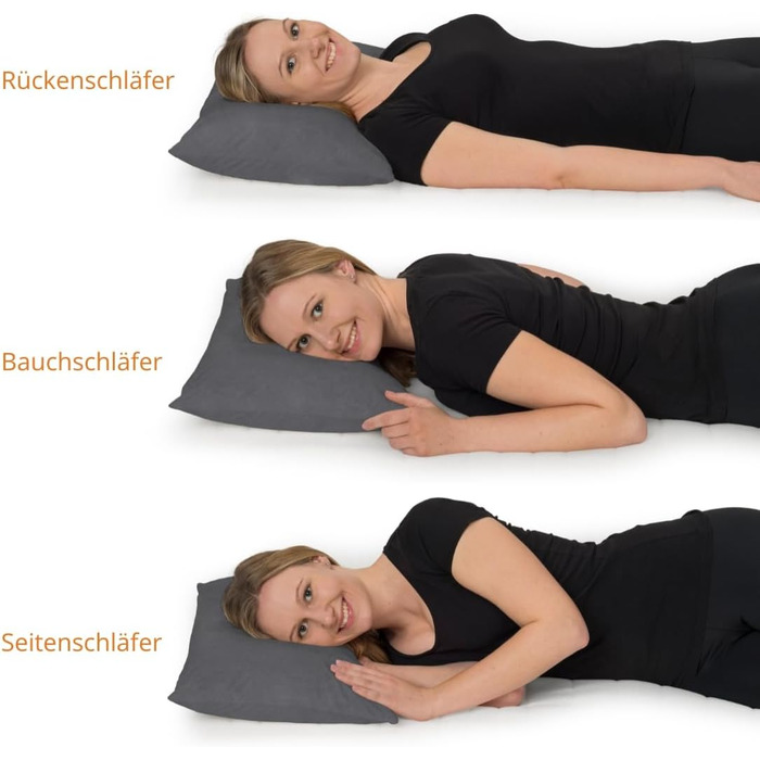 Подушка для сну, в&39язкопружна подушка з піни з пам&39яттю форми, ергономічна подушка для підтримки шиї, м&39який чохол з мікроплюшу, виготовлено в ЄС, сертифіковано Oeko-Tex, 40 x 60 x 13 см, сірий