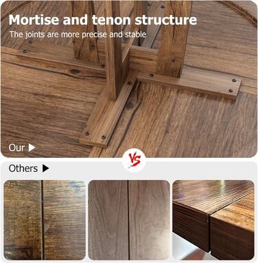 Круглий обідній стіл на 4-6 осіб, кухонний стіл зі стійкою хрестоподібною дерев&39яною основою, обідній стіл у фермерському стилі, для їдальні, кухні, вітальні, 122x122x76 см, дуб, тільки стіл Golden Phoebe