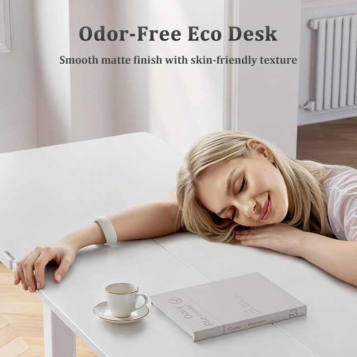 Стіл Claiks з регульованою висотою, електричний, 120x60 см, стіл з регульованою висотою для роботи стоячи, біла рама/біла поверхня, 120x60 см білий