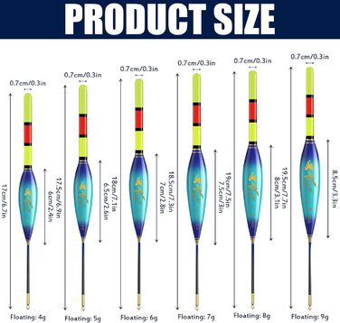 Світлодіодний поплавковий риболовний набір з індикатором клювання, двоколірний нічний рибальський буй, поплавці з підсвічуванням, плавучість 4 г/5 г/6 г/7 г/8 г/9 г, в комплекті акумулятори та зарядний пристрій, рибальські аксесуари для річок та озер 4 г/