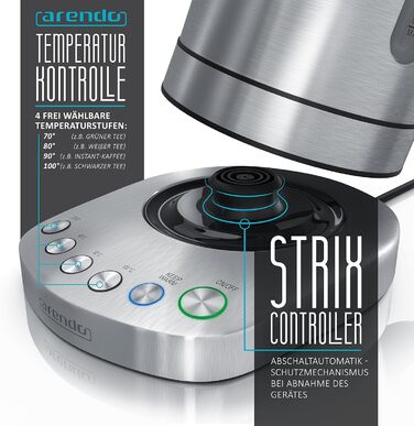 Чайник з нержавіючої сталі потужністю 3000 Вт з регулюванням температури - 4 обраних температурних режими - функція підтримання те