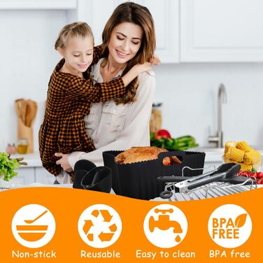 Аксесуари для двозонної аерофритюрниці, набір аксесуарів для фритюрниці з силіконовою формою для Ninja Foodi AF300EU,AF400EU,AF400EUCP, Innsky, аксесуари для подвійної фритюрниці Princess 7,6 л-9,5 л, решітка для гриля аерофритюрниці тощо