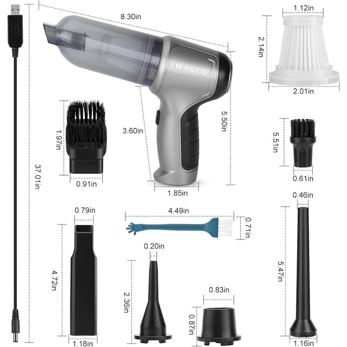 В-1 ручний пилосос акумулятор 9000Pa, бездротовий автомобільний пилосос потужний USB перезаряджається, міні ручний пилосос 40 хвил