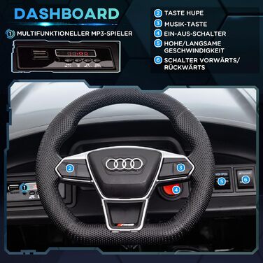 Дитячий електромобіль HOMCOM, дитячий автомобіль з пультом дистанційного керування, Audi RS e-tron GT дитячий автомобіль з ременем