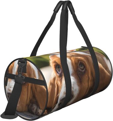 Спортивна сумка для подорожей, принт Бассет-гаунд, Чорна, Універсальний розмір, Дорожня сумка