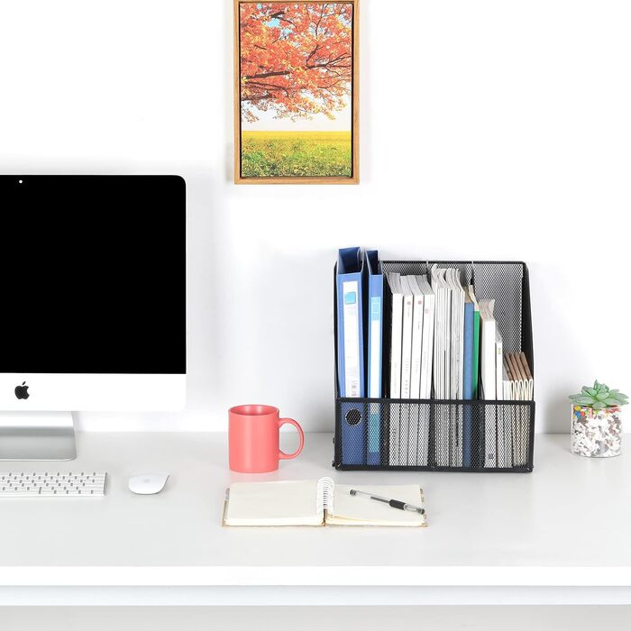 Металевий офісний органайзер EasyPAG A4 з 4 кишенями, тримач для документів, лоток для файлів, тримач для журналів, лоток для листів, органайзер для паперових журналів, чорний.