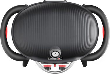 Газовий гриль TAINO KENAI, кемпінговий настільний гриль, балконний гриль, газовий, зовнішній, кухонний термометр, литий алюміній, чорний