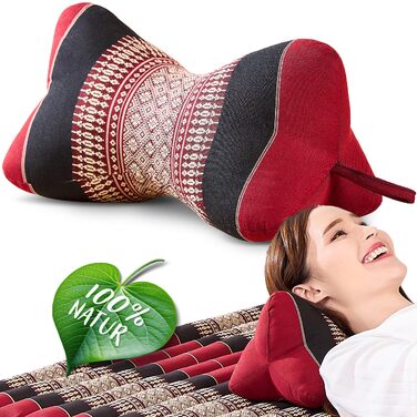 Подушка у формі кістки Ø 15x32 см зі 100 натуральним наповнювачем з капоку (червона/чорна)