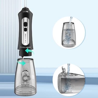 Бездротовий іригатор для порожнини рота та догляду за яснами, 6 багатофункціональних насадок, LED-дисплей, USB-зарядка, кейс для подорожей у комплекті. Електричний іригатор для імплантів та здоровя ясен (Чорний)