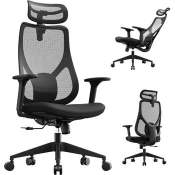 Ігрове крісло, Ергономічне офісне крісло, Робоче крісло, Крісло керівника, Обертове крісло, Регульоване робоче крісло для домашнього офісу, Геймери до 150 кг, Комп&39ютерне крісло, Офісне крісло - MOYO Black
