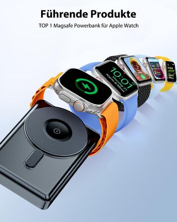 Для iPhone та Apple Watch, 3 в 1 складна магнітна батарея для швидкої зарядки 20W PD зі світлодіодним дисплеєм для iPhone серії 16/15/14/13/12, 10,000mAh