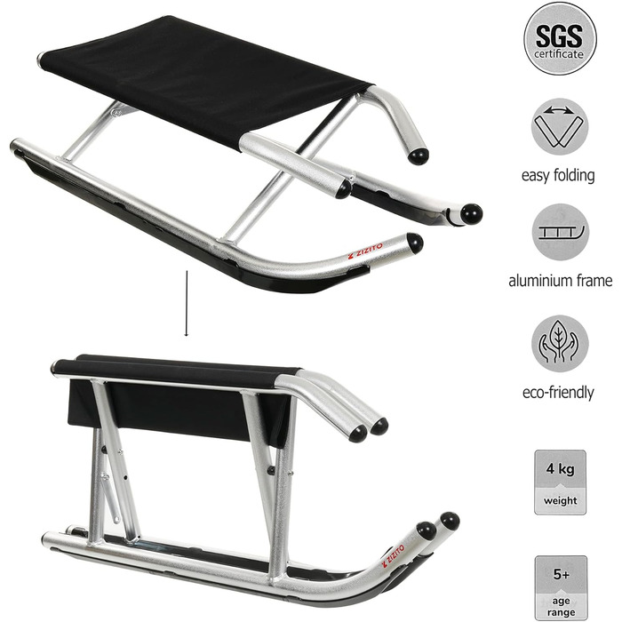 Санки Дитячі складні санки Алюмінієві складні санки Санки Дитячі санки до 80 кг Санки від 5 років CRYSTAL