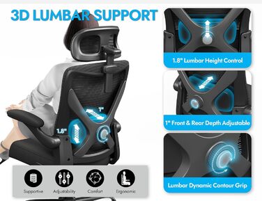 Ергономічне офісне крісло TRALT, до 150 кг, сітка, чорний