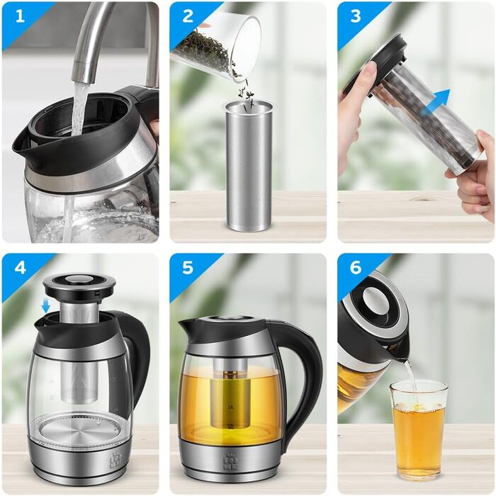 Скляний чайник 1.8 Налаштування температури Вибір температури 40C-100C Зміна кольору LED I BPA FREE I Регулювання температури Чайн