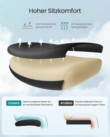 Ергономічне офісне крісло SONGMICS OBN063B01, навантаження до 150 кг, сітка, чорний