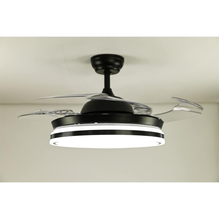 Зі світлодіодним освітленням, включаючи дистанційне керування, має інноваційний механізм складання та розкладання крил 60 Вт, чорний