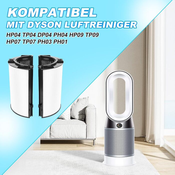 Змінний фільтр KEEPOW для очищувача повітря Dyson HP04 TP04 DP04 PH04 HP09 TP09 HP07 TP07 PH03 PH01, фільтр 2-в-1 HEPA та фільтр з активованого вугілля для Dyson Pure Hot and Cool