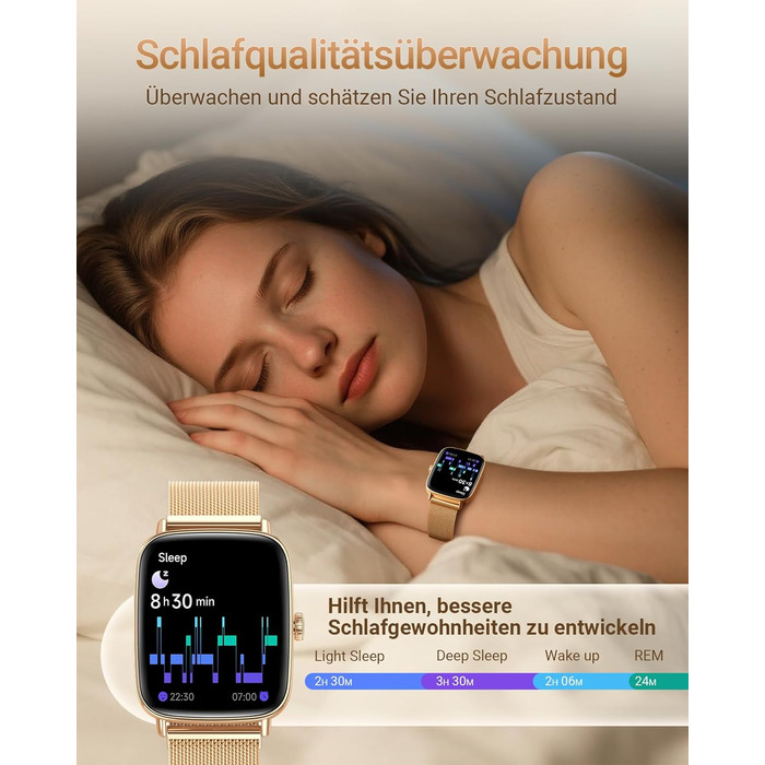 Розумний годинник для чоловіків та жінок з функцією телефону, фітнес-годинник 1,85 дюйма, понад 100 спортивних режимів, фітнес-трекер з моніторингом серцевого ритму/SpO2/сну, крокомір, водонепроникний спортивний годинник IP68 для iOS та Android, рожеве зо