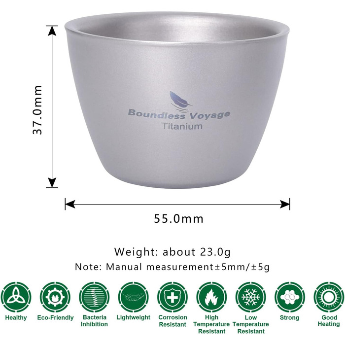 Маленька титанова чашка для чаю з подвійними стінками Легка чашка для еспресо Міні-чашка для вина для саке Багаторазовий кемпінг н