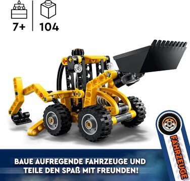 Екскаватор-навантажувач LEGO Technic, набір конструкторів для хлопчиків і дівчаток від 7 років, транспортний засіб, розвиваюча ігр