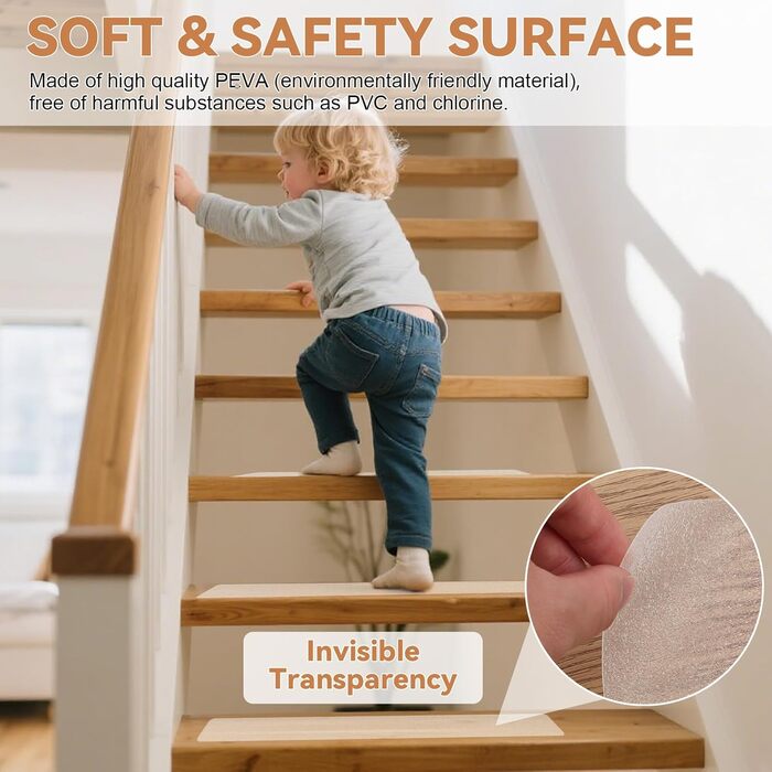 Прозорі нековзні сходинки для внутрішніх дерев&39яних сходів, упаковка з 15 шт. , 10 x 81 см, прозорі нековзні сходинки, водонепроникна стрічка для собак, дітей та домашніх тварин
