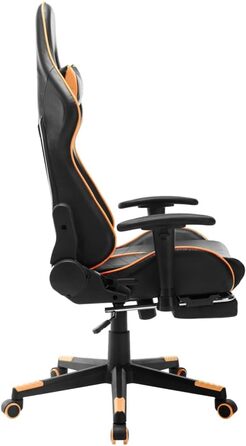 Геймерське крісло з підставкою для ніг, чорно-помаранчева штучна шкіра