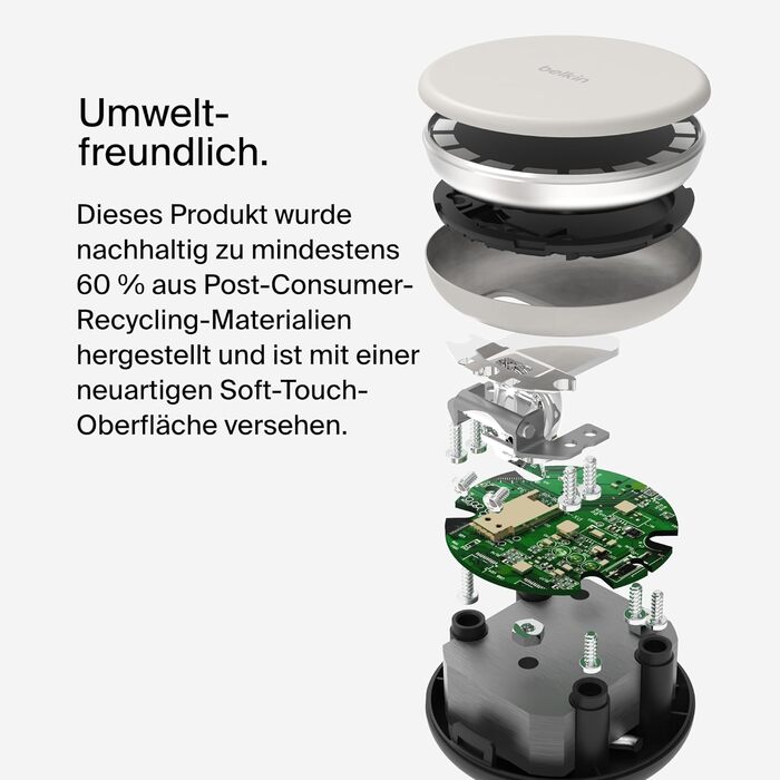 Бездротова зарядна станція Belkin BoostCharge Pro 2-в-1 з MagSafe (15 Вт), зарядний пристрій MagSafe, сумісний з iPhone серій 16,