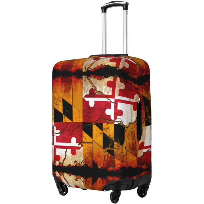 Чохол для валізи з дерева, прапор штату Меріленд, міцний захист для багажу, підходить для валіз розміром 45.7 - 81.3 см, малий, Чорний