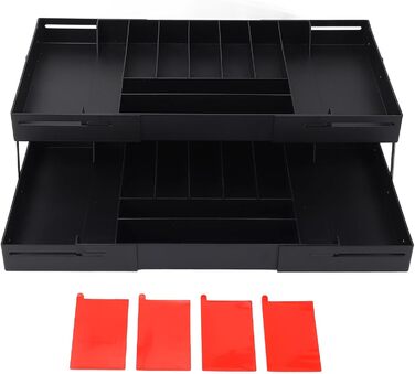 Багаторівневий розширюваний органайзер для столу, шухляда, яку легко чистити, складний лоток для зберігання, міцний матеріал для акуратного зберігання різних предметів (чорний)