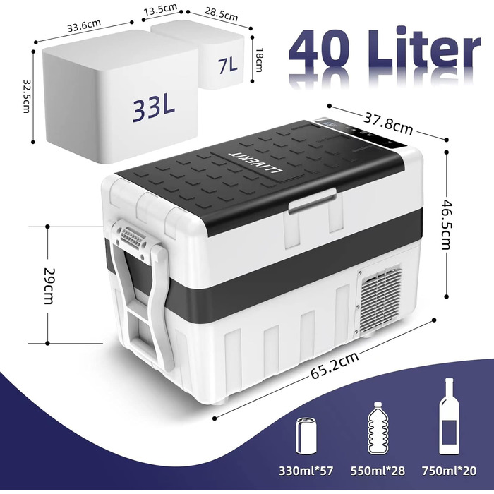 Холодильна камера LLIVEKIT, 40 л компресорна холодильна камера, міні-холодильник для автомобільної розетки, портативна морозильна
