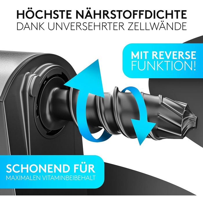 ОРИГІНАЛ - Повільна соковижималка - Соковижималка для овочів і фруктів - 150 Вт Вітамінна фруктова соковижималка з функцією перевороту, включаючи щітку для чищення - Не містить BPA