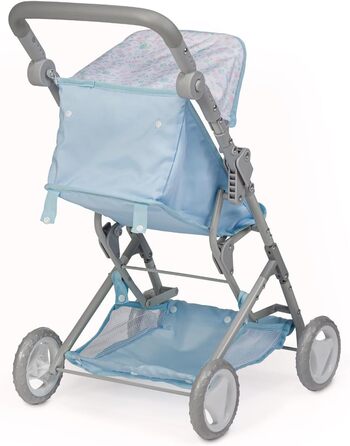 Складна коляска, для ляльок до 45 см, ідеально підходить для ігор та прогулянок, синя з квітковим орнаментом, розроблена Berenguer