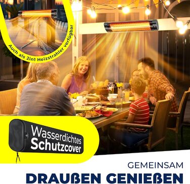 Інфрачервоний обігрівач KESSER потужністю 2500 Вт з пультом дистанційного керування, 3 режими нагріву, миттєвий нагрів, настінне кріплення, обігрівач для патіо, кварцовий обігрівач, обігрівач для патіо, захисний чохол, таймер - чорний