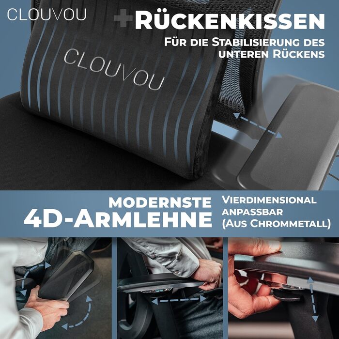 Ергономічний офісний стілець Робочий стілець 4D хромований металевий підлокітник, коліщатка Офісний стілець, комп'ютерний стілець