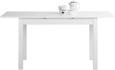 Розсувний обідній стіл mbelando на 4 ніжках білого кольору, стійкий до ударів та подряпин, вміщує до 6 осіб - 120 (160) x 76,5 x 70 см (Ш/В/Г) Розсувний стіл, дерев&39яний стіл, обідній стіл, кухонний стіл, прямокутний 120 см, білий