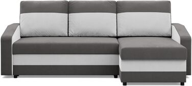 Кутовий диван з функцією сну та ящиком для зберігання Orion, Універсальний кутовий диван, L-подібний диван (ШxГxВ) 231 x 140 x 85 см, диван для вітальні, кутовий диван, сірий білий (Micro 27 Micro 31)