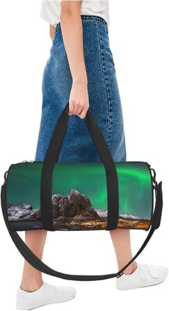 Спортивна сумка, дорожня сумка, з ефектним принтом Аврора, сумка для подорожей та на ніч, чорна, універсальний розмір