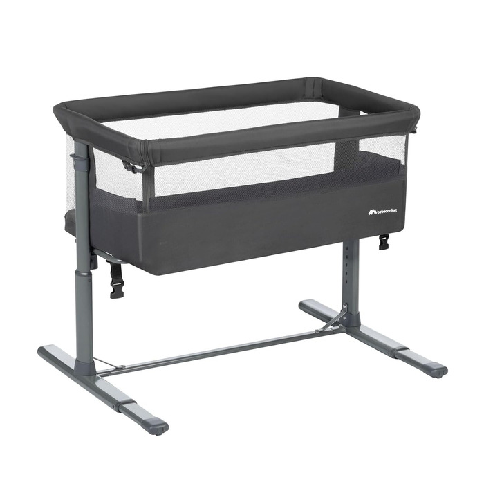 Ліжечко-тумбочка для малюків від народження до 6 місяців (0-9 кг), складне ліжечко-тумбочка, 5 регульованих рівнів висоти, регульований матрац, колір мінерального графіту Zina, колір мінерального графіту