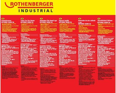 Промисловий газовий обігрівач/нагрівальна гармата Rothenberger з п&39єзоелементом, шлангом, регулятором, захистом від розриву шланга RoTurbo 35000SA 1000C Регульований Включає Bluetooth-динамік, час роботи до 30 годин RoTurbo 35000 з регульованою функцією