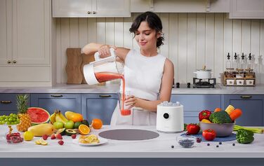 Міксер Xiaomi Smart Blender з функцією нагрівання та додатковим керуванням додатком iOS-Android (режим холоду/тепла, ємність 1,6 літра, 1000 Вт, 9 рівнів швидкості, 8 лопатей, кнопка OLED-дисплея), білий