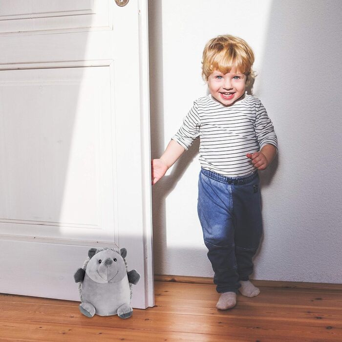 Їжачок Relaxdays, тканинний, для підлоги, всередині, декоративний обмежувач дверей у вигляді тварини, висота 19,5 см, м'який, важк