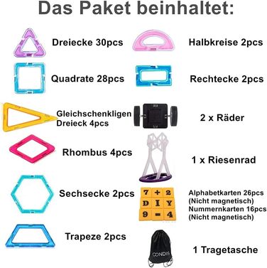 Магнітні ігри на подарунок від 3 4 5 6 7 8 років Хлопчик Дівчинка Building Blocks Дитячі іграшки, 120 Pieces, Magnetic Toys Magnet