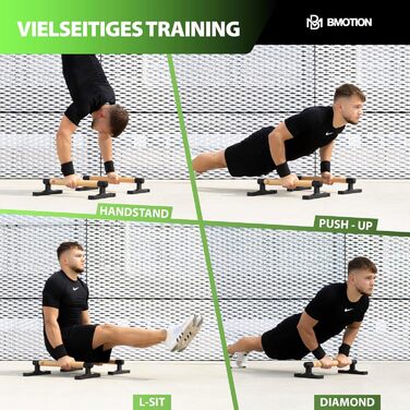 Низькі дерев&39яні паралети Mller & Blum преміум-класу з бандажами для зап&39ястя, стійкими та нековзними ручками для віджимань, ідеально підходять для віджимань та стійки на руках, турнік для віджимань, обладнання для калістеніки