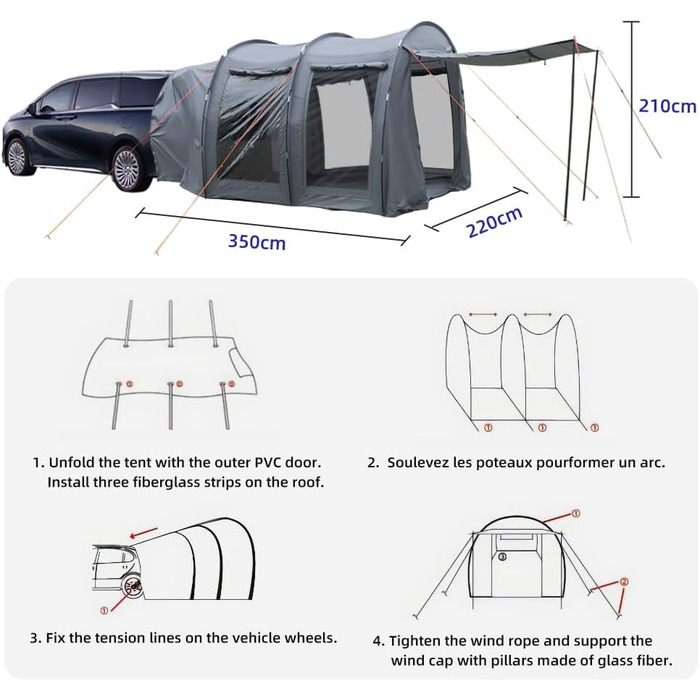 Необхідний аксесуар для пікніків - Автотент Heckzelt Водонепроникний, підходить для всіх моделей авто UA238