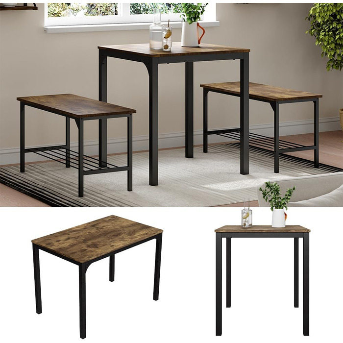 Обідній стіл Vicco Fyrk, чорний/рустикальний дуб, 70 x 70 см. Стіл чорного/рустикального дуба 70 см