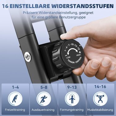 Складаний велотренажер, ергометр Vannect з регульованим магнітним опором, тихий та зручний, для домашніх аеробних тренувань, РК-монітор, складне відділення для зберігання, вантажопідйомність 150/160 кг, чорно-помаранчевий