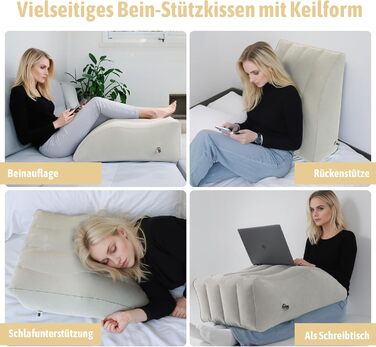 Надувна подушка для підняття ніг, клиноподібна подушка для ніг від набряків, кровообігу, болю в спині, полегшення набряків, післяопераційна підтримка, сірий колір, 25,2&quot x 18,11&quot x 9,45&quot