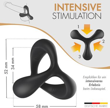 Секс-іграшка Liebesfreunde Dual Penis Ring для чоловіків - кільце для півня та кільце для яєчок для надзвичайно сильної ерекції, чорний